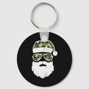 Funny Camo Christmas Pajama Funny Camo Matching Fa Keychain
