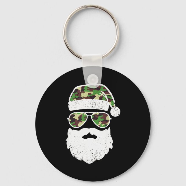 Funny Camo Christmas Pajama Funny Camo Matching Fa Keychain (Front)