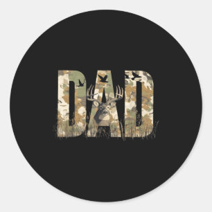 Funny Camo Dad Hunting Camouflage Deer Father's Da Classic Round Sticker