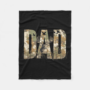 Funny Camo Dad Hunting Camouflage Deer Father's Da Fleece Blanket