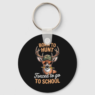 Funny Camo Deer Hunting Boy Youth Born Hunt Forced Keychain