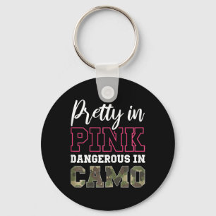Funny Camo Hunting Pink Graphic For Women And Girl Keychain