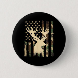 Funny Camouflage Usa Flag Whitetail Buck Deer Hunt 2 Inch Round Button
