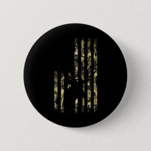 Funny Camouflage Usa Flag Whitetail Buck Deer Hunt 2 Inch Round Button