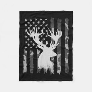 Funny Camouflage Usa Flag Whitetail Buck Deer Hunt Fleece Blanket