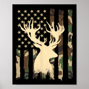 Funny Camouflage Usa Flag Whitetail Buck Deer Hunt Poster