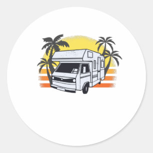 Funny Camper Motorhome - Camping Caravan Classic Round Sticker
