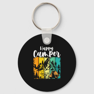 Funny camper outdoor activity camping lover happy keychain