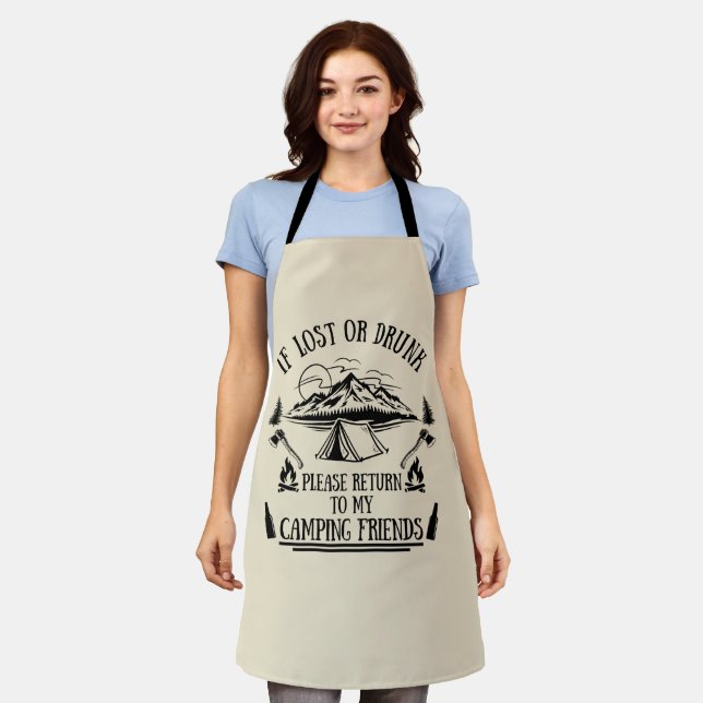 Funny camper slogan camping drinking sayings apron (Worn)