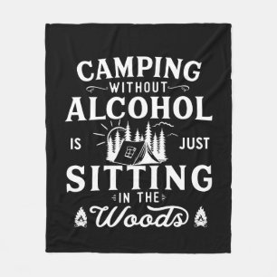 Funny camper slogan camping drinking sayings fleece blanket