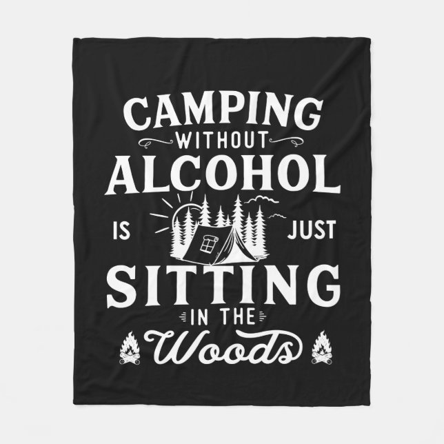 Funny camper slogan camping drinking sayings fleece blanket (Front)