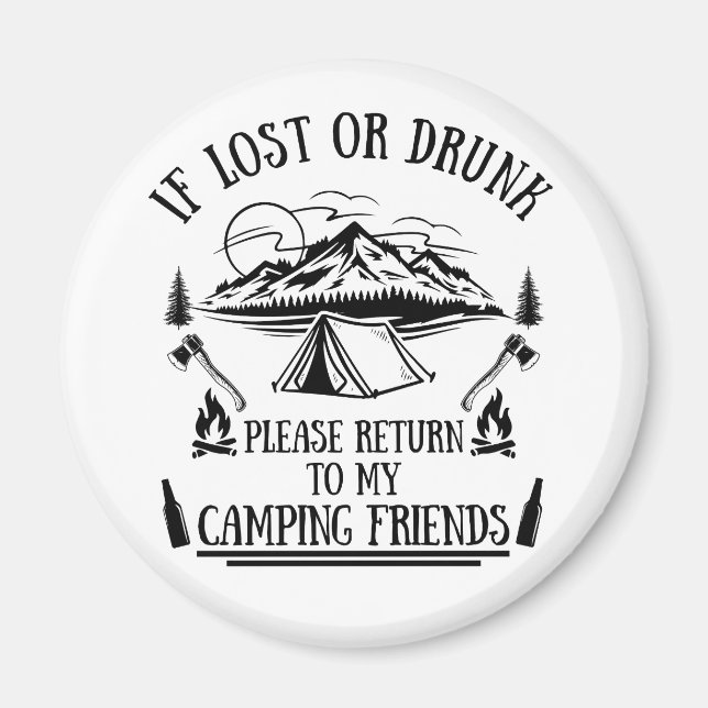 Funny camper slogan camping drinking sayings magnet (Front)
