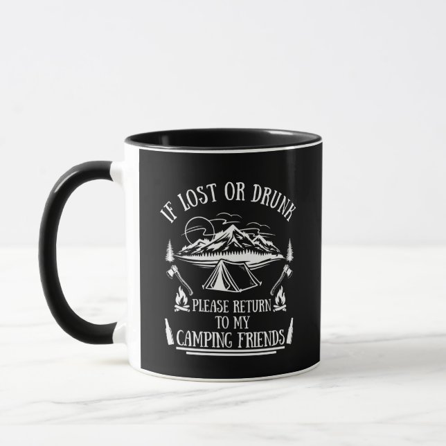 Funny camper slogan camping drinking sayings mug (Left)