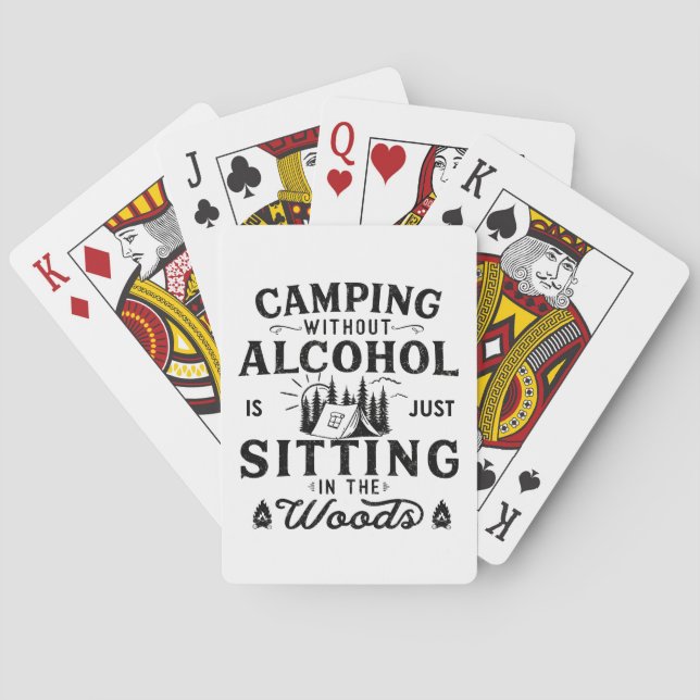 Funny camper slogan camping drinking sayings playing cards (Back)