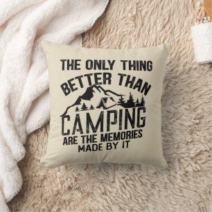Funny camper slogan summer camping quote throw pillow