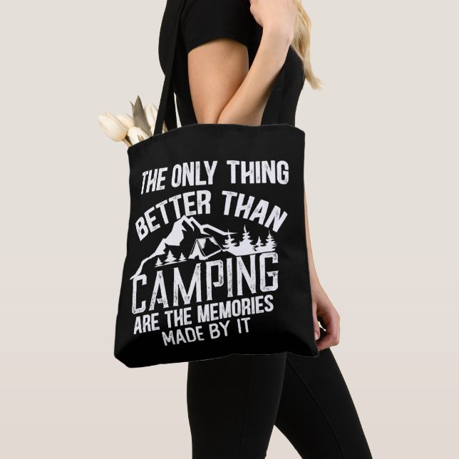 Funny camper slogan summer camping quotes tote bag (Close Up)