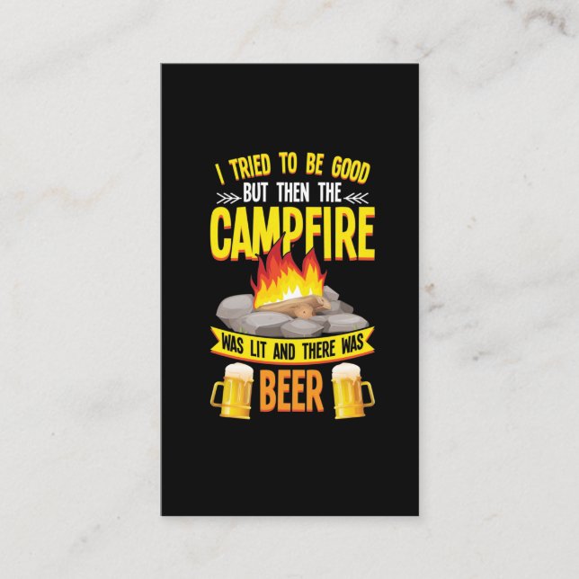 Funny Camping and Beer Lover Campfire Humor Business Card (Front)