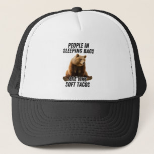 Funny camping bear - people sleeping humour cap