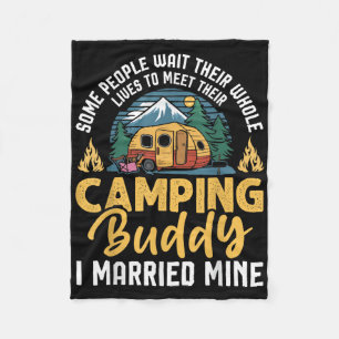 Funny Camping Camper Couple Camping Lovers Partner Fleece Blanket