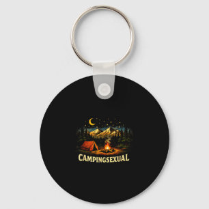 Funny camping campfire mountains outdoor keychain