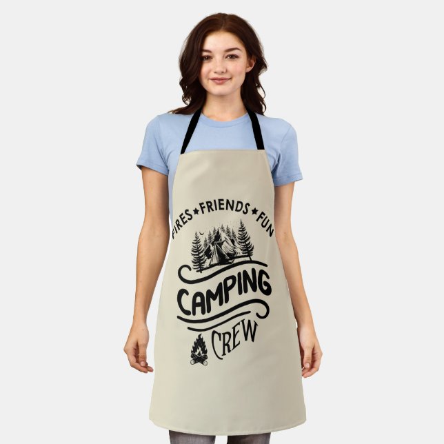 Funny camping crew slogan camper friends apron (Worn)