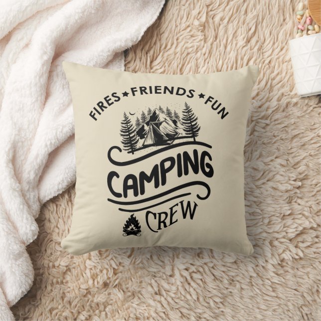 Funny camping crew slogan camper friends throw pillow (Blanket)