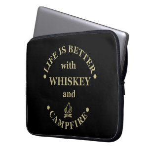funny camping drinking laptop sleeve