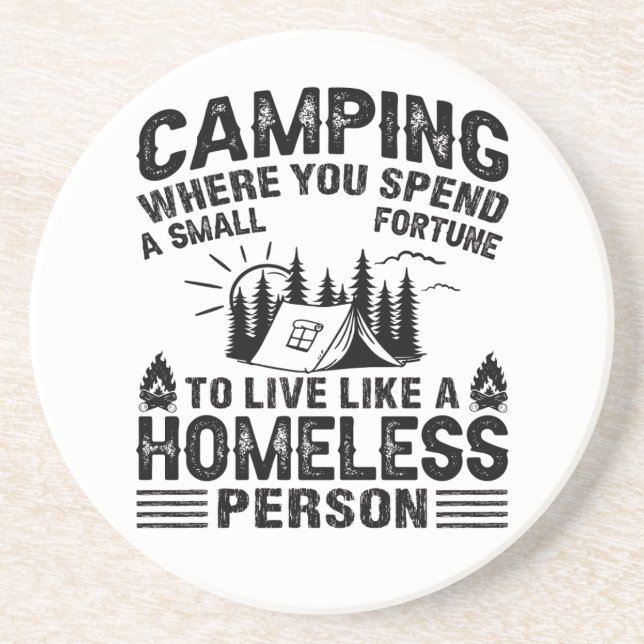 Funny camping drinking sayings coaster (Front)
