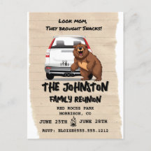 Funny Camping Family Reunion Invitation with Bear