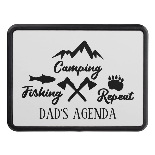 funny camping fishing Dad word art Trailer Hitch Cover (Front)