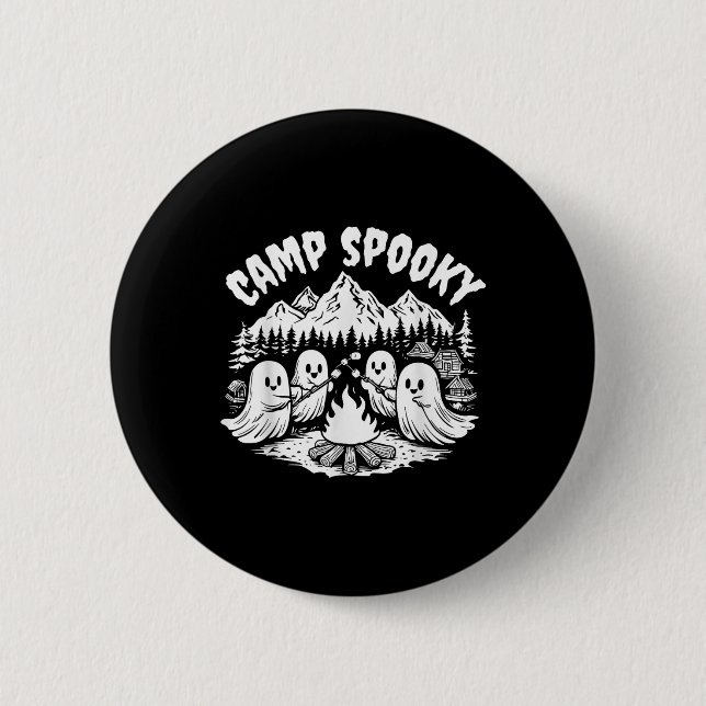 Funny Camping Ghost Camp Spooky Summerween Hallowe 2 Inch Round Button (Front)
