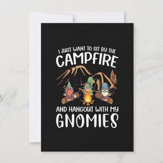 Funny Camping Gnome Hangout With My Gnomies Campfi Invitation (Front)