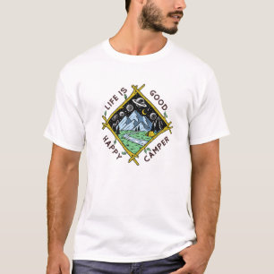 Funny Camping Graphic Retro Life Is Good Happy Cam T-Shirt