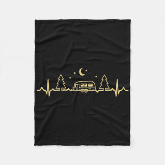 Funny Camping Heartbeat Nature Camper Hiking Men W Fleece Blanket