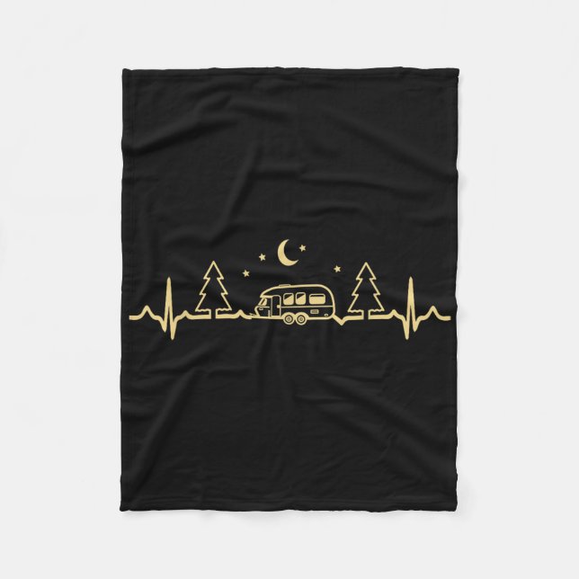 Funny Camping Heartbeat Nature Camper Hiking Men W Fleece Blanket (Front)