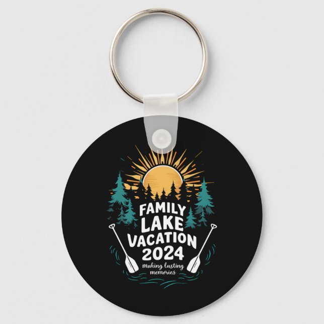 Funny Camping Hiking Cabin 2024 Family Lake Vacati Keychain (Front)