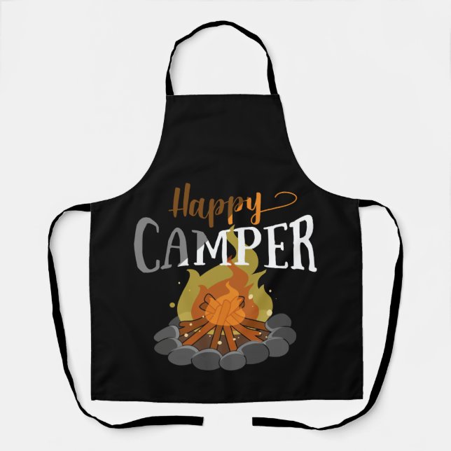 Funny Camping Hiking Lover Present Happy Camper Apron (Front)