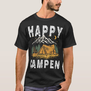 Funny Camping Hiking Lover Present Happy Camper   T-Shirt