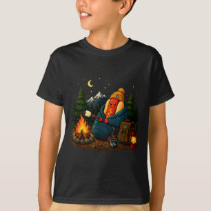 Funny camping hotdog cartoon sausage camper  T-Shirt