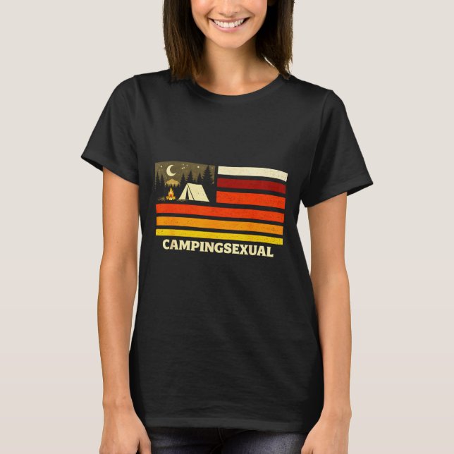 Funny camping lover retro flag campfire T-Shirt (Front)