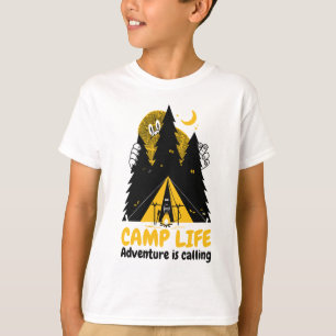 Funny Camping Monster – Camp Life Adventure T-Shirt