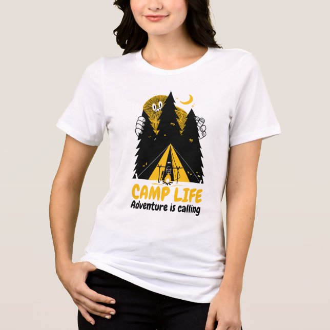 Funny Camping Monster – Camp Life Adventure Tri-Blend Shirt (Front)