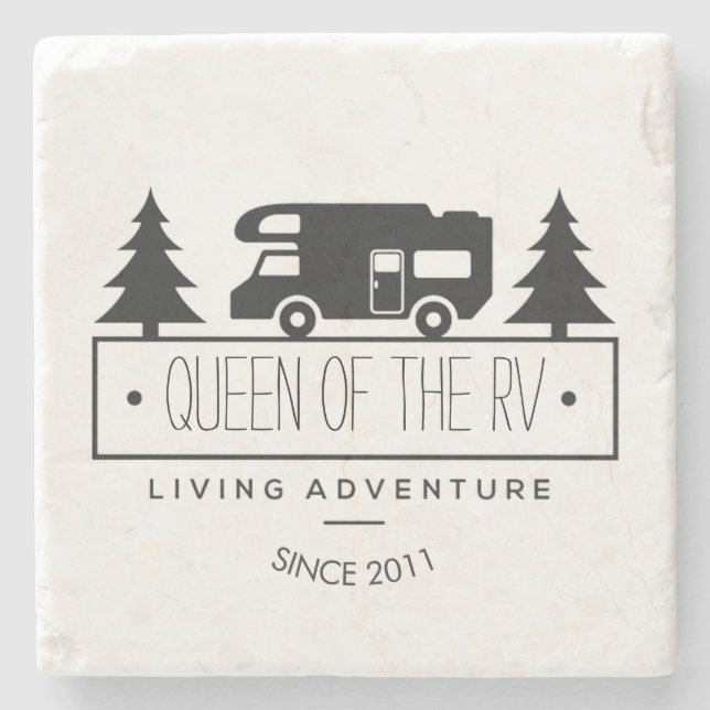 Funny Camping | Queen of the RV RVer RVing Retired Stone Coaster (Front)