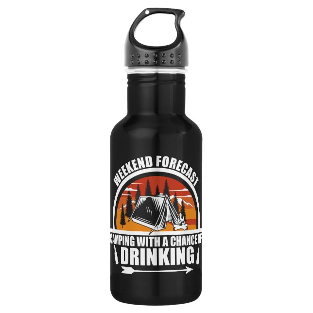 Funny camping quote 532 ml water bottle (Front)