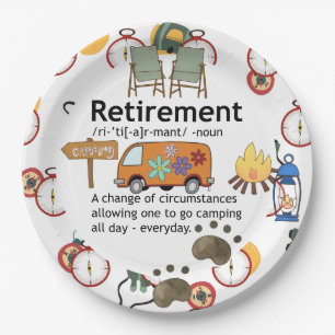 Funny Camping Retirement Definition Paper Plate