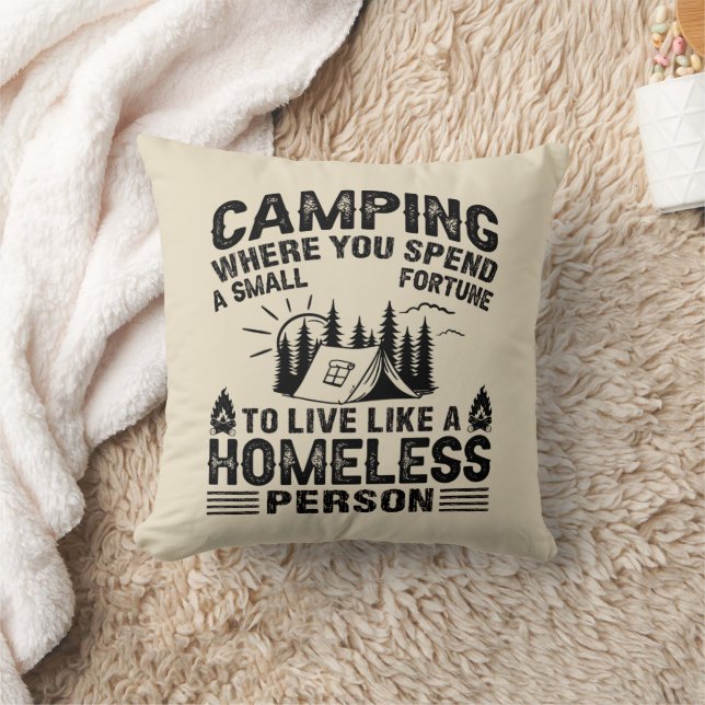 Funny camping sayings throw pillow (Blanket)