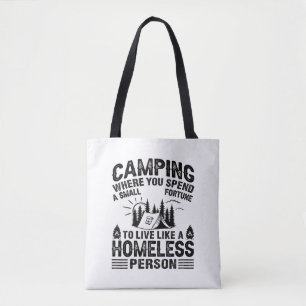 Funny camping sayings tote bag