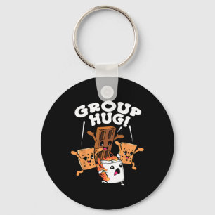 Funny Camping Smores Group Hug Marshmallow Chocola Keychain