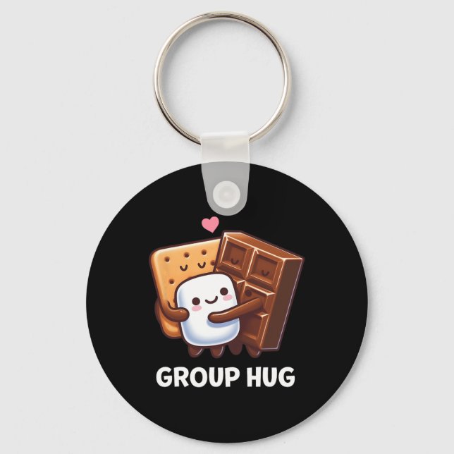 Funny Camping Smores Group Hug Shirt Cute S'mores  Keychain (Front)