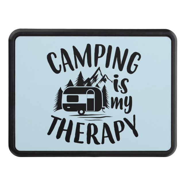funny camping therapy word art trailer hitch cover (Front)
